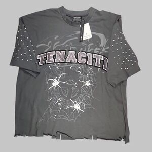 Tenaciti Spider Pearl Cropped Tee NWT Size XXL Y2K